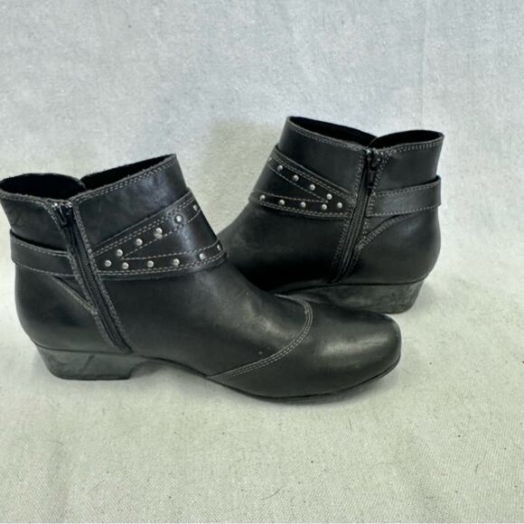 Taos Footwear Ultimo black leather harness bootie‎ size 9.5 zip up moto biker - Picture 10 of 14